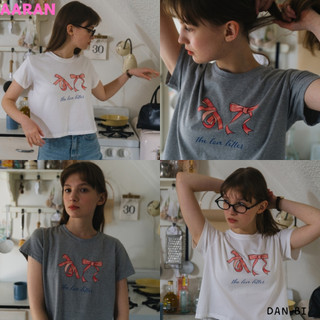 [Aaran] áo thun crop ribbon _ 3 màu / sản phẩm KR chính hãng 100% / Vận chuyển nhanh từ KR / Hàng ngày