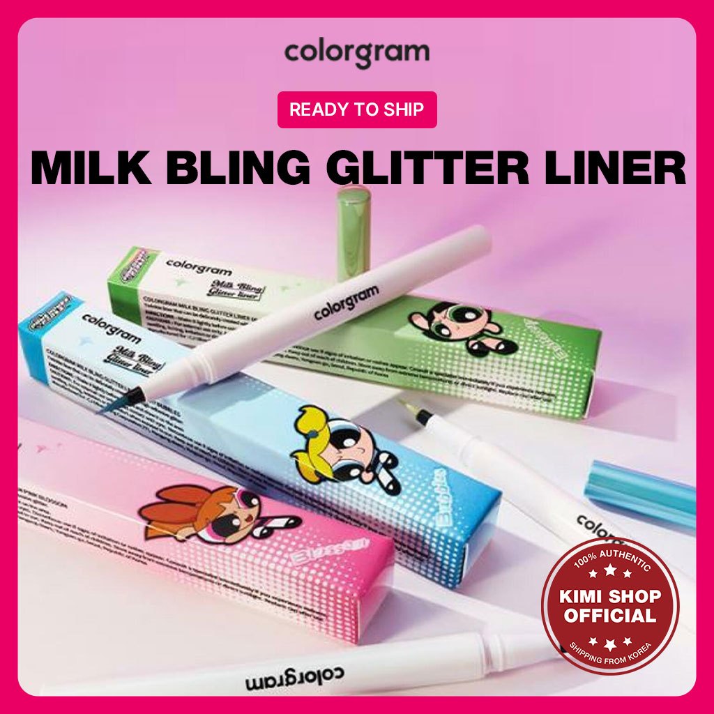 [Colorgram Milk Bling Glitter Liner Pen Brush Highlighter Makeup 6 màu]