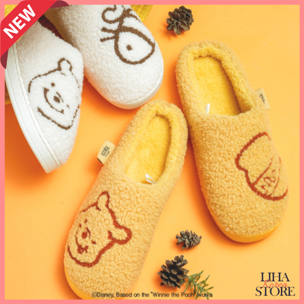 Daiso Korea Disney Winnie the Pooh Home Dép đi trong nhà / Giày phòng khách Pooh / Dép Pooh / Dép he