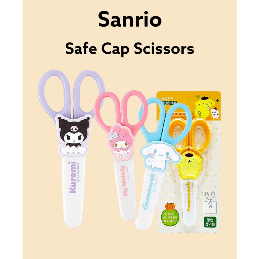 [Sanrio] Kéo nắp an toàn (My Melody / Pompompurin / Kuromi / Cinnamoroll) Đồ dùng học tập