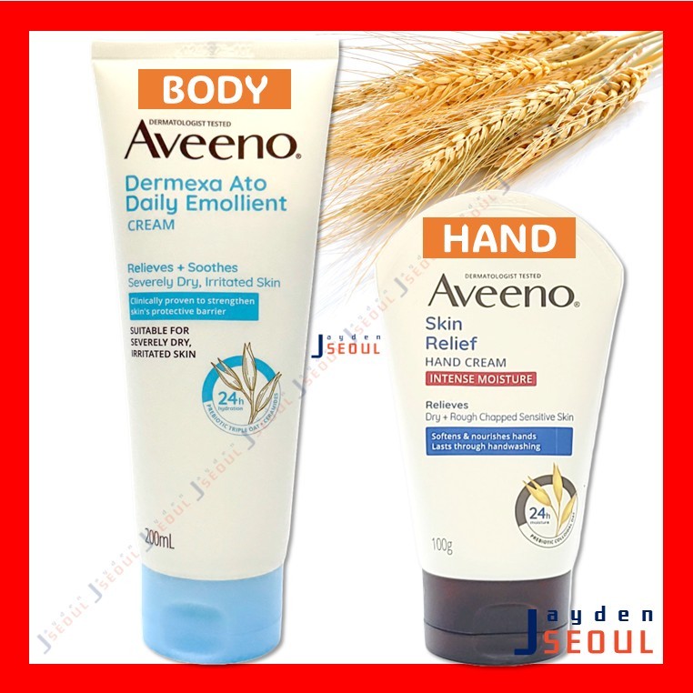 AVEENO | Kem dưỡng da tay Skin Relief (100ml); Kem làm mềm da hàng ngày Dermexa Ato (200ml); Sữa dưỡ