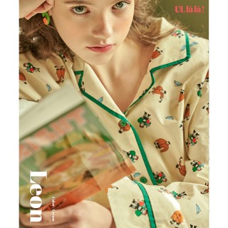  (24136WPLLN) Leon Bộ Ngủ Dài Tay Màu Kem  (40'S) Free Size