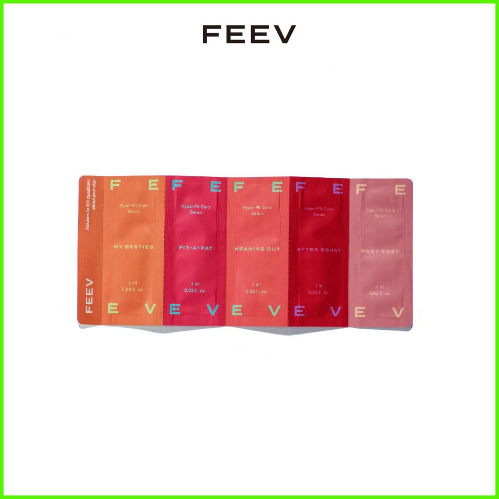 Kit trải nghiệm má hồng huyết thanh FEEV Hyper-fit Color Serum thuần chay 5 màu sắc 1ml*5ea