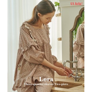  (24158WTFLN) Lora Bộ Ngủ Tay Lửng Màu Đỏ Vang (40'S) Free Size