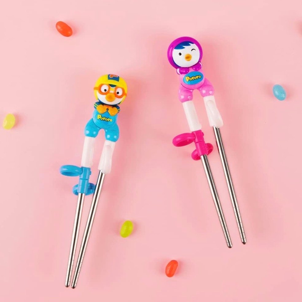 (Pororo )Đũa tập ăn cho bé Edison Pororo (tay phải)-Giúp bé ăn ngon hơn