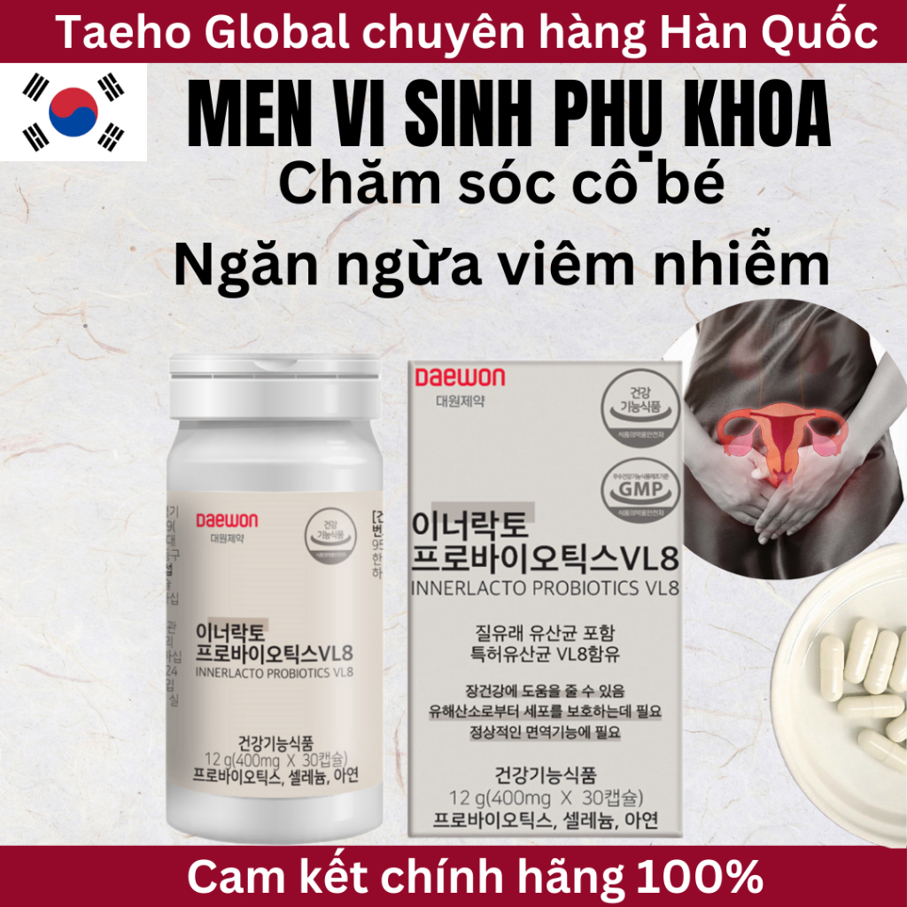 Viên uống men phụ khoa bổ sung lợi khuẩn Innerlacto probiotics VL8 bảo vệ cô bé giảm khí hư Hàn Quốc