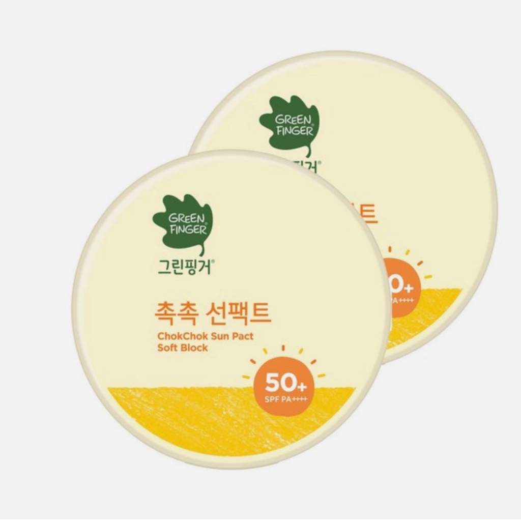 (Green Finger)Phấn chống nắng cho bé Green Finger Chok Chok Sun Pact Soft Block  16g + Refill 16g x 