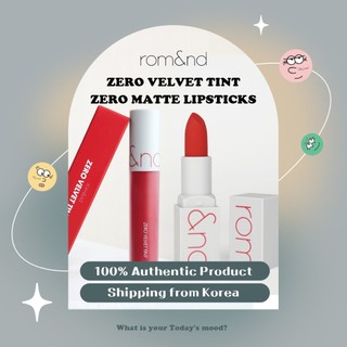 Zero velvet tint & zero matte lipstick | romand lip tint matte soft blur finish