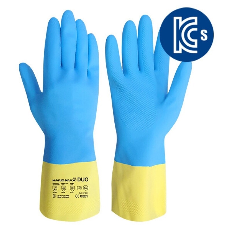 [Handmax] Duo NO.312 | Chứng nhận KCs | Cao su tự nhiên + Găng tay cao su tổng hợp, trong nước, chống hóa chất | Găng tay cao su | Găng tay bảo vệ | Găng tay phủ