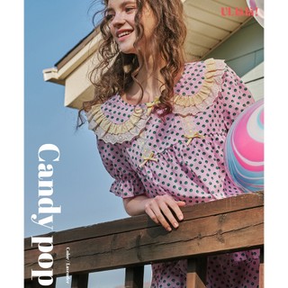  (24147WTSSN) ULLALA PAJAMAS Candy Pop Tay Ngắn Hai Mảnh Oải Hương (40'S) Free Size