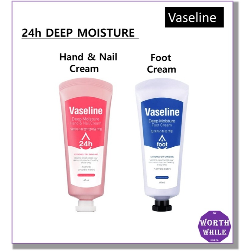 [Mới] Kem dưỡng da tay & móng tay độ ẩm sâu Vaseline 24H 60ml / Kem chân 60ml / Độ ẩm (cung cấp độ ẩm) / hấp thụ / ứng dụng / dinh dưỡng | BigBuy360 - bigbuy360.vn