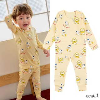 Cordi-i Bộ thun dài tay cao cấp cho bé School Duck Single Spandex Baby Homewear (24SS)-AB259 Bộ quần áo thời trang bé trai bé gái chính hãng Cordi Hàn Quốc