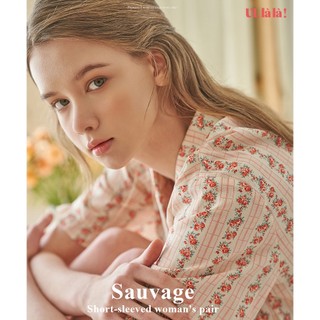  (24155WPSSN) ULLALA PAJAMAS Sauvage Cặp Kem Nữ Tay Ngắn (40'S) Free Size