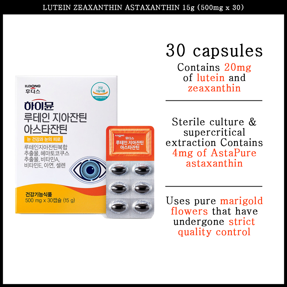 Lutein Zeaxanthin 20mg astaxanthin 4mg 500mg x 30 viên | Vitamin A Kẽm Selen Vitamin E