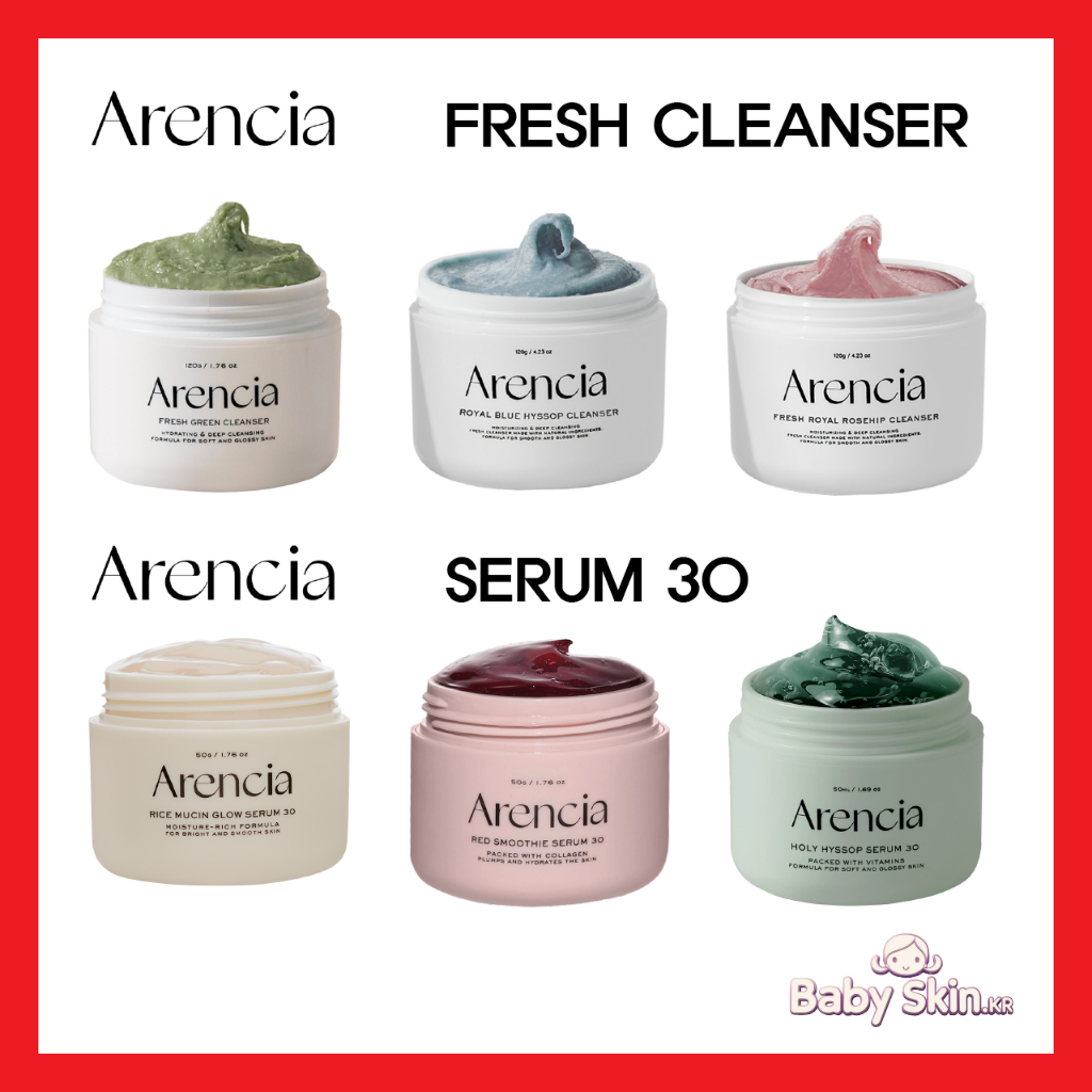 [Arencia] Xà Phòng Sữa Rửa Mặt 120g + 15g Quà Tặng, Glow Serum 30 Smoothie Serum 30 Holy Hyssop Seru
