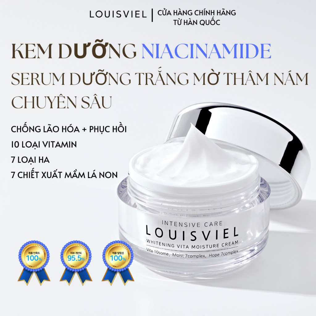[Louisviel] Kem dưỡng trắng da mờ nám Niacinamide chống lão hóa chuyên  Whitening Vita Moisture Crea