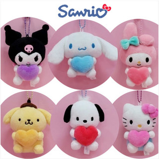 Sanrio Authentic 8cm Kuromi Cinnamoroll Pompom Purin Hello Kitty My Melody Pochacco Heart Đồ chơi sang trọng Keycahins Túi quyến rũ