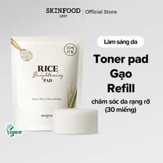 [SKINFOOD Official] Túi refill 30 miếng bông gạo / Nâng tông da/ Giảm Kích Thước Lỗ Chân Lông / Rice Brightening Toner Pad Refill Pack / Toner Pad