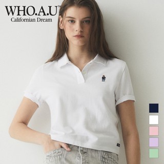 [WHO.A.U] Áo Thun Polo Steve Crop Collar T-Shirt Women Style | WHHAE2421F / WHHAE3721F