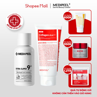 Set chăm sóc mụn đầu đen MEDIPEEL Blackhead Care AHA BHA + Extra Super 9+ 2.0 + Red Lacto Collagen Clear 2.0 120ml