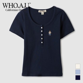  Áo Thun Steve Half Opened Button Ribbed T-Shirt Women Style | WHRAE2495F