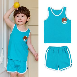 Cordi-i Bộ thun cotton ba lỗ cao cấp Chocolate pompon Tank Top (24SS) -CT141 Từ Hàn Quốc Xuân Hè Thu Quần Áo Bé Gái homewear