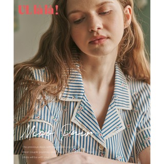  (24190WPSSN) Bộ ngủ nữ tay ngắn ULLALA PYJAMAS Mico màu Kem (40'S) Free Size