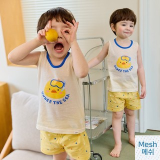 Cordi-i Bộ thun ba lỗ vải Mesh thoáng mát Scuba Duck Mesh Tank Top Short (24SS) -CG157 từ Hàn Quốc quần áo trong nhà cho bé trai bé gái mùa hè