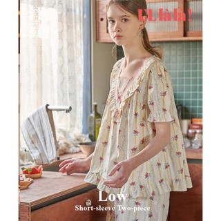  (24175WTSSN) Bộ ngủ hai mảnh tay ngắn ULLALA PYJAMAS LOW CREAM (30'S) Free Size