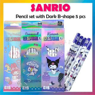 [Sanrio] Bộ bút chì hình chữ B tối 5 chiếc