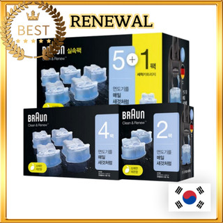 [BRAUN] Clean and Renew Shaver Refill Cleaner Dụng Cụ Làm Sạch Và Tái Tạo Dao Cạo Râu 2EA 4EA 6EA Cho Tất Cả Các Mẫu Braun