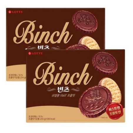 [Đồ ăn nhẹ Hàn Quốc] Bánh quy / Bánh quy cao cấp Lotte Binch 204g 2 chiếc