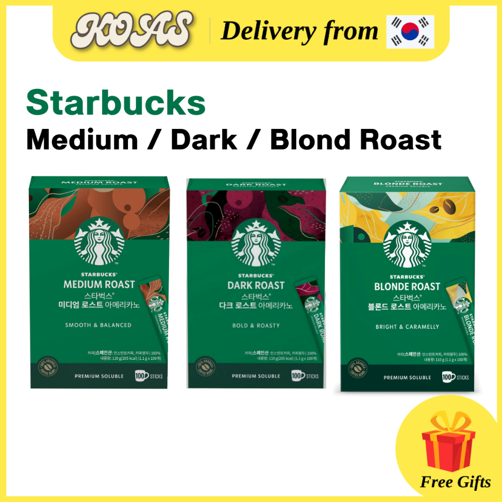 [Starbucks] Medium / Dark / Blonde Roast Americano (1.1gx10ea / 30ea / Assorted) Que cà phê hòa tan