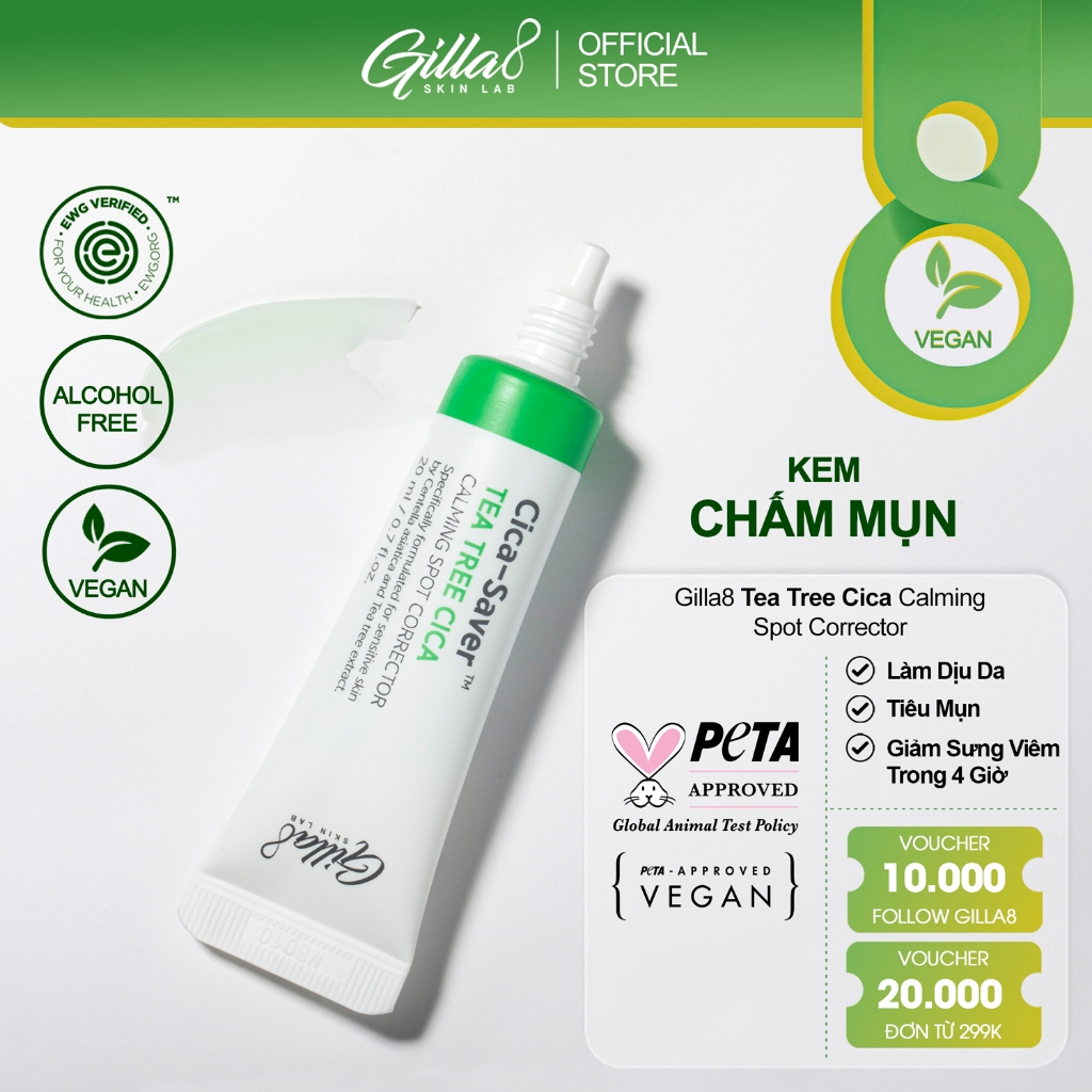 Kem Chấm Mụn Gilla8 Tea Tree Cica Calming Spot Corrector