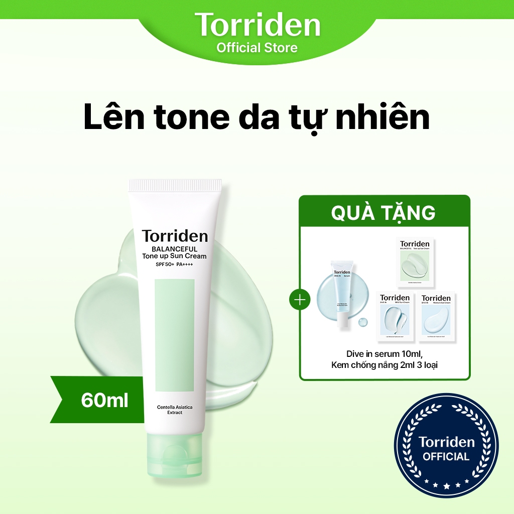 [Torriden Chính hãng] Kem chống nắng nâng tông da BALANCEFUL CICA, điều chỉnh khuyết điểm, hiệu ứng nâng tông da xỉn màu tự nhiên, không bết dính, không cần kem nền, chống tia UV, SPF 50+ PA++++, 60ml