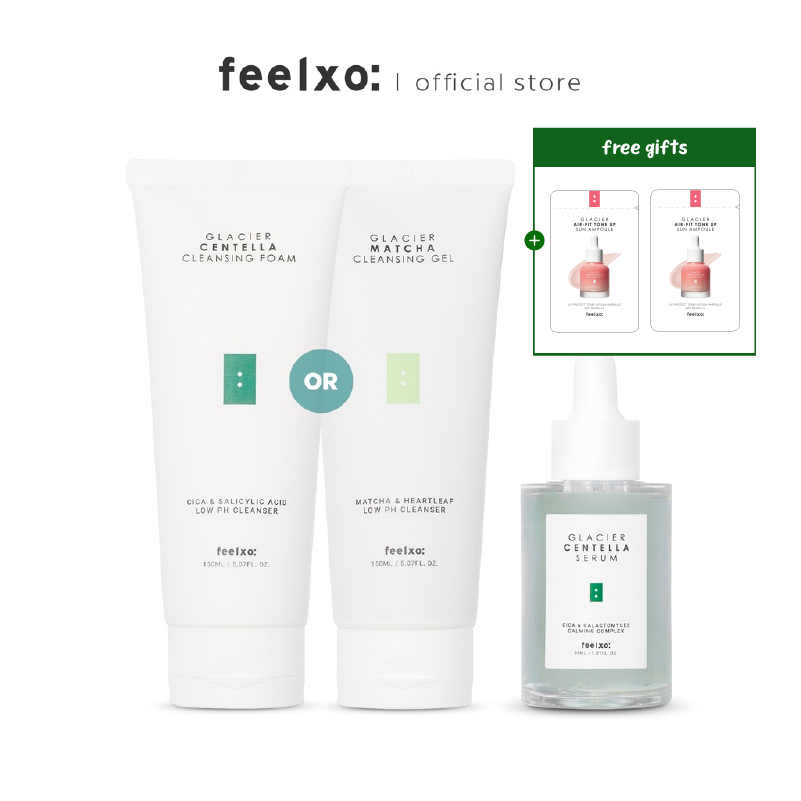 Feelxo Glacier Centella Serum + Sữa rửa mặt I Centella Serum 30ml + Sữa rửa mặt 150ml (Chọn một)