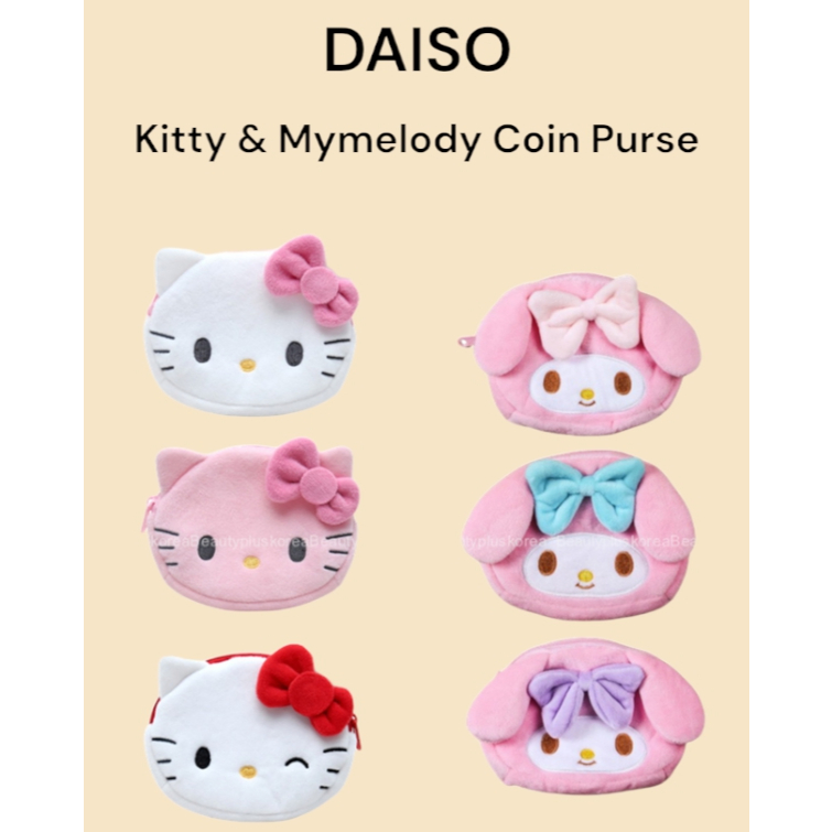 [Daiso] Ví đựng tiền xu thẻ Kitty & Mymelody DAISO (Trắng, Hồng, Wink Kitty / Hồng, Xanh lam, Tím My