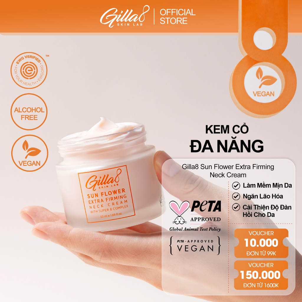 Kem Dưỡng Cổ Đa Năng Gilla8 Sun Flower Extra Firming Neck Cream 50ml