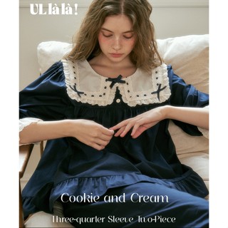 [MALL CHÍNH HÃNG] (25137WTFLN) ULLALA PYJAMAS Set đồ bộ ngủ mặc nhà nữ cổ diềm tiểu thư Cotton Free