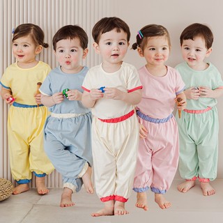  Bộ trang phục quần dài quần ngắn xinh xắn 5 màu (23SS) -CT104 _ từ Hàn Quốc Xuân Hè Thu Đông quần áo bé gái bé trai mặc nhà