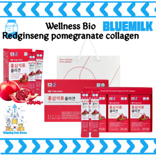 Collagen uống, collagen lựu đỏ nhân sâm đỏ Hàn Quốc / collagen nhân sâm đỏ hương lựu lựu đẹp da, collagen cá thủy phân Wellness Bio