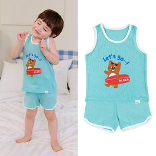 Cordi-i Bộ thun ba lỗ vải Mesh thoáng mát Joy Bear Mesh Tank Top Short (24SS) -CG155 từ Hàn Quốc quần áo trong nhà cho bé trai bé gái mùa hè