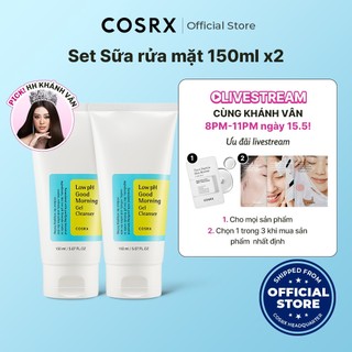  Set 2 sữa rửa mặt Good morning low ph dạng gel chiết xuất trà xanh - 150ml/tuýp