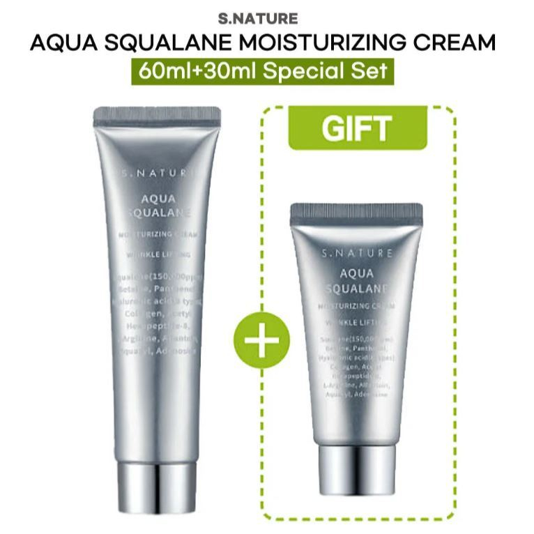 🇰🇷[S.nature] Aqua Squalan Moisturizing Cream Special Set 60ml + 30ml, Bộ kem dưỡng ẩm Aqua Squalan đ