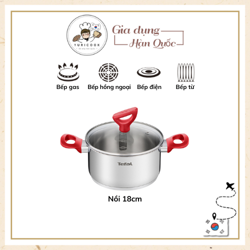 [Tefal] Nồi đáy từ quai màu đỏ 18cm TEFAL Edition Red Induction Double Pot 18cm