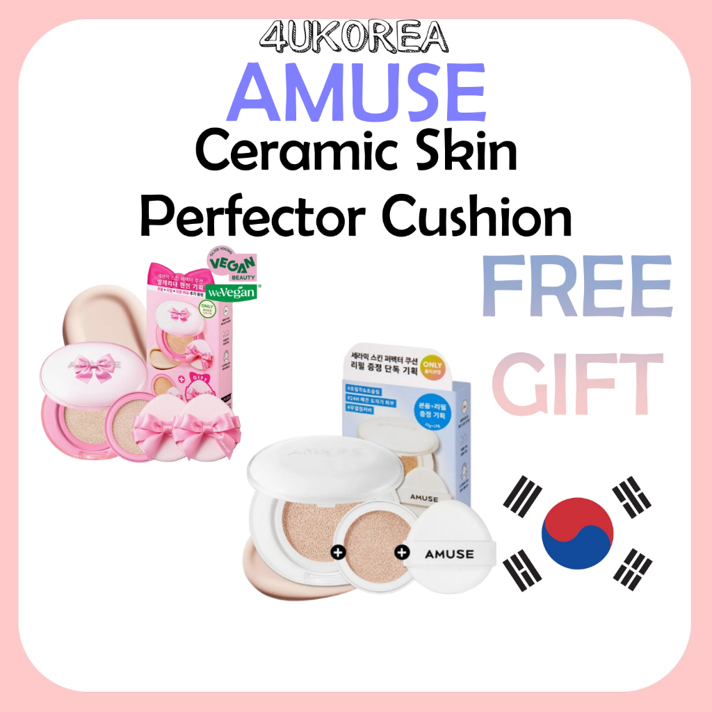 AMUSE Ceramic Skin Perfector Cushion 15g [Phiên bản Ballerina] (+ Nạp lại + Puff) / K-BEAUTY