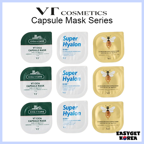 [Vt COSMETICS] Capsule Wash Off Pack Mask Series 7.5g 3 Loại Cica / Super Hyalon / Progloss K-Beauty
