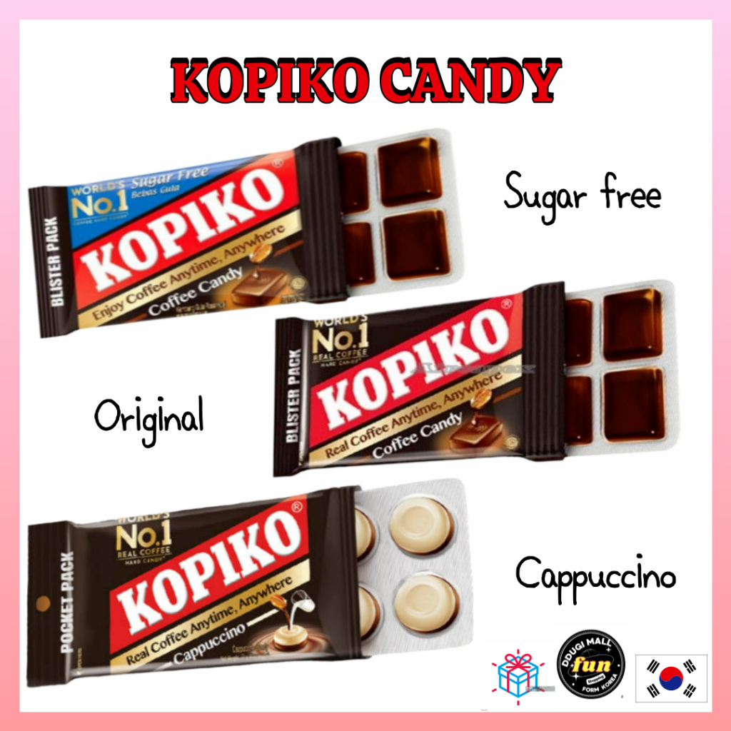 [KOPIKO] Gói vỉ kẹo cà phê không đường (8 cái × 1 gói) / Kẹo Cdffee chính hãng / Kẹo Cappuccino