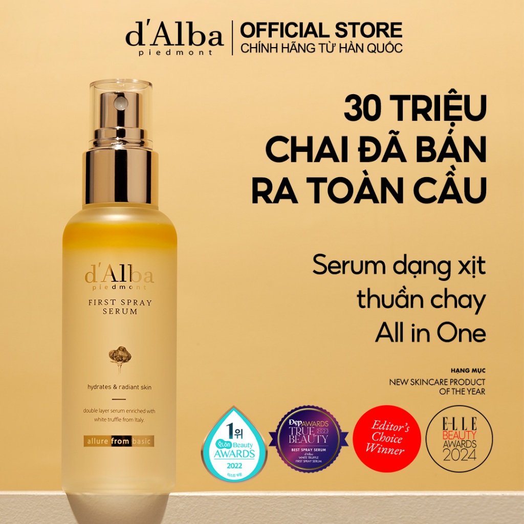 [d'Alba Official] Serum dạng xịt khoáng căng bóng da  First Spray Serum 50ml/100ml - Mist Serum