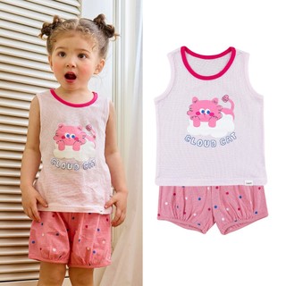 Cordi-i Bộ thun ba lỗ vải Mesh thoáng mát Cloud Cat Tank Top Short (24SS) -CG156 từ Hàn Quốc quần áo trong nhà cho bé trai bé gái mùa hè